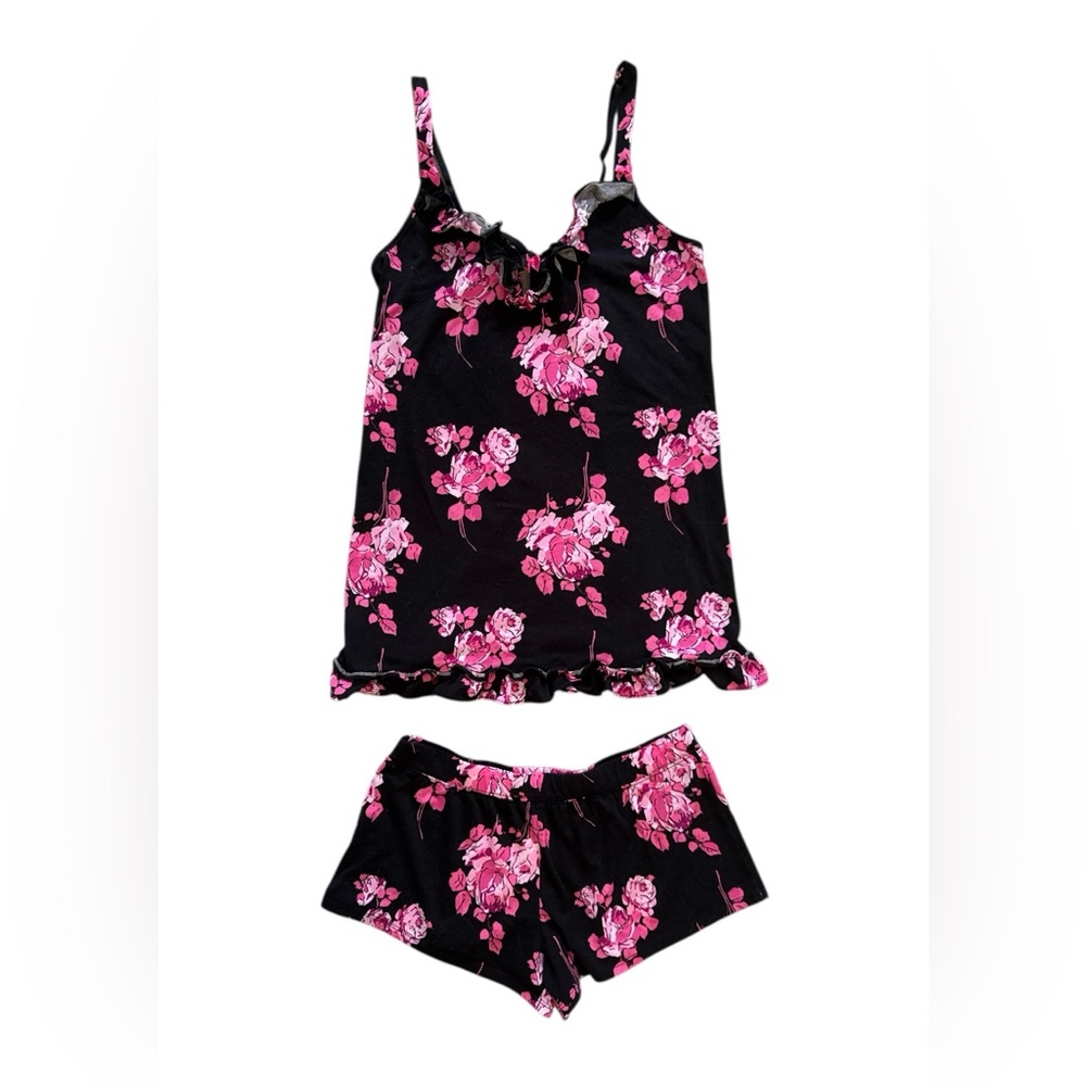 BETSEY JOHNSON Pajama Set Rose Shorts Top PJ Set Size M